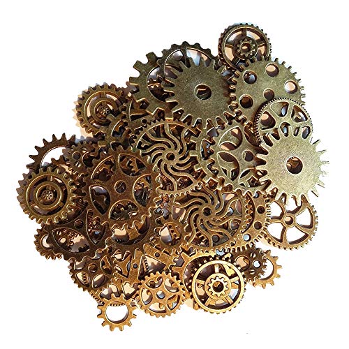 Romote 50 piezas de bronce y cobre antiguo Steampunk engranajes colgantes reloj rueda engranaje para manualidades