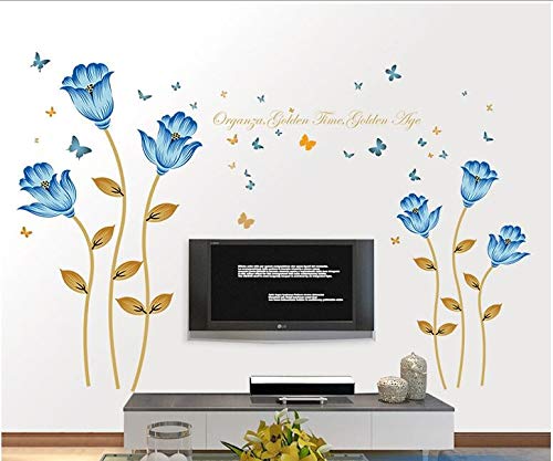 Rosas azules Sala de matrimonio dulce Sofá Fondo Sala de estar El dormitorio decora PVC 188 * 125 cm