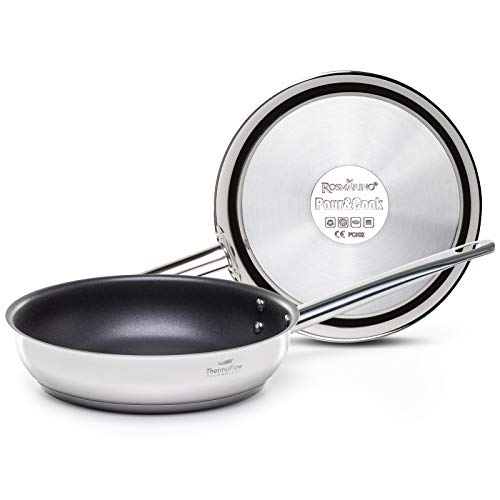 ROSMARINO Sartén Profesional Excelente distribución del Calor y eficiencia calorífica - Sartén Duradera de Acero Inoxidable con Revestimiento ILAG Premium (28 cm) ROSMARINO Sartén Profesional Excelente distribución del Calor y eficiencia calorífica - Sartén Duradera de Acero Inoxidable con Revestimiento ILAG Premium (28 cm)