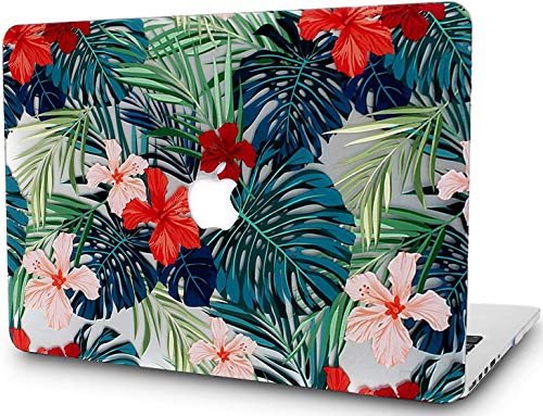 RQTX Funda de Hoja Verde con Estampado 3D para Nueva MacBook Air Retina de 13"(2020/2018, Touch ID) Funda de plástico Funda rígida A2179 Cubierta A1932 Flor roja