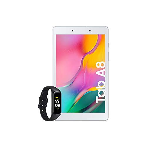 Samsung Galaxy Tab A (2019) - Tablet de 8" (Wi-Fi, RAM de 2GB, Almacenamiento de 32GB, Android actualizable), Color Plata + Galaxy Fit2 Negro