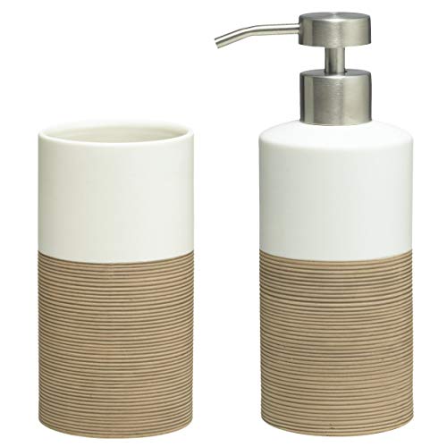 Sealskin Doppio Set conjunto Vaso y Dispensador de Jabón, Porcelana, Arena Sealskin Doppio Set conjunto Vaso y Dispensador de Jabón, Porcelana, Arena