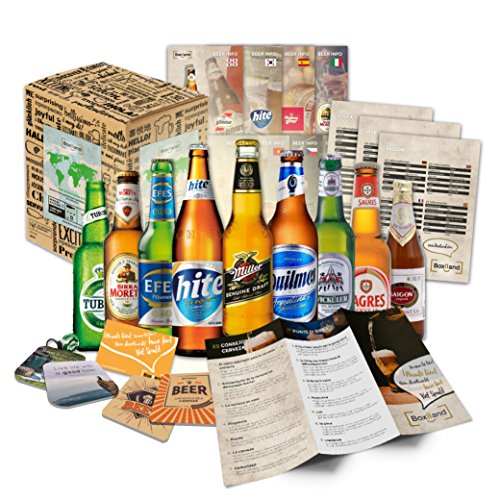 Set de regalo con cervezas extranjeras - Regalo de cumpleaños para novio - regalo de cumpleaños para hombre (9 cervezas exóticas x 0,33l) regalo para hacer una fiesta con papá