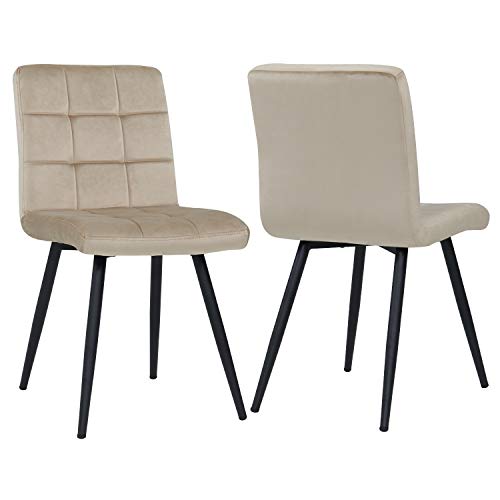 Silla de Comedor de Tela (Terciopelo) diseño Retro Silla tapizada Vintage con Patas de Metal seleccion de Color Duhome 8043B, Color:Beige, Material:Terciopelo Silla de Comedor de Tela (Terciopelo) diseño Retro Silla tapizada Vintage con Patas de Metal seleccion de Color Duhome 8043B, Color:Beige, Material:Terciopelo