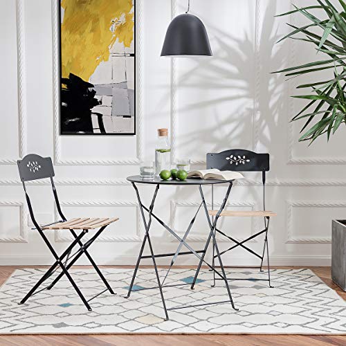 Sillas de Jardín Plegables Taburetes de Hierro Forjado Muebles de Patio Exterior con Sillas de Madera Maciza Superficie y Almohadilla Antideslizante para El Patio Picnic Terraza(Juego de 2, Negro) Sillas de Jardín Plegables Taburetes de Hierro Forjado Muebles de Patio Exterior con Sillas de Madera Maciza Superficie y Almohadilla Antideslizante para El Patio Picnic Terraza(Juego de 2, Negro)