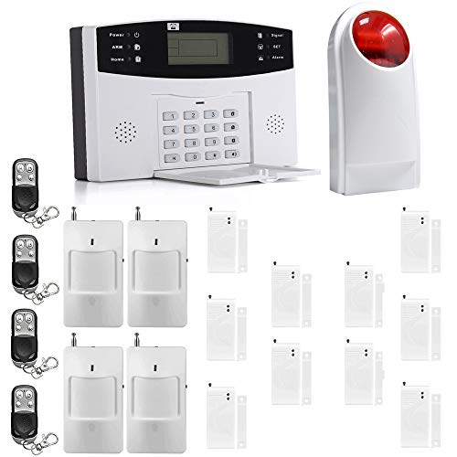 Sistema de Alarma GSM/SMS,ECTECH LCD Pantalla de Menú en Castellano Teclados Llamadas de 6 Teléfonos Diferentes Antirrobo Sistema de Seguridad para el Hogar, Oficina, Tienda, Pilas Incluidas
