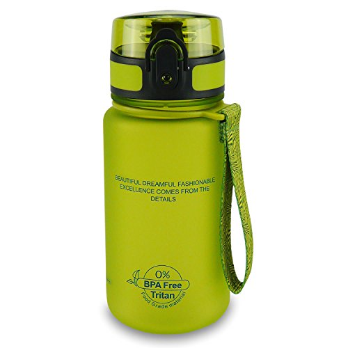 SMARDY Tritan Botella de Agua para Beber Vert - 350ml - de plástico sin BPA - Tapa de un Clic - fácil de Abrir - ecológica - Reutilizable