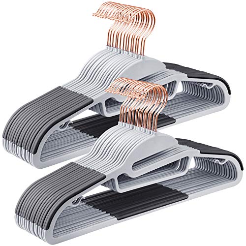 SONGMICS 30 Perchas para Abrigos, Perchas de Plástico para Trajes, Antideslizantes, Ahorra Espacio, Gancho Giratorio de Oro Rosa de 360°, 41,5 cm de Ancho, Gris Claro y Oscuro CRP43G30 SONGMICS 30 Perchas para Abrigos, Perchas de Plástico para Trajes, Antideslizantes, Ahorra Espacio, Gancho Giratorio de Oro Rosa de 360°, 41,5 cm de Ancho, Gris Claro y Oscuro CRP43G30