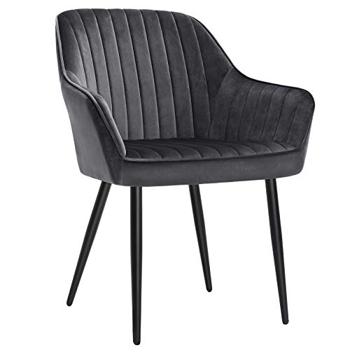 SONGMICS Juego de 2 Silla de Comedor, Sillón, Silla Tapizada con Reposabrazos, Asiento de 49 cm de Ancho, Patas Metálicas, Forro de Terciopelo, Carga de 110 kg, Gris LDC087G02 SONGMICS Juego de 2 Silla de Comedor, Sillón, Silla Tapizada con Reposabrazos, Asiento de 49 cm de Ancho, Patas Metálicas, Forro de Terciopelo, Carga de 110 kg, Gris LDC087G02