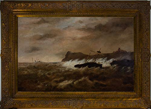 Sulis Fine Art Aceite enmarcado grande de mediados del siglo XIX - naufragado