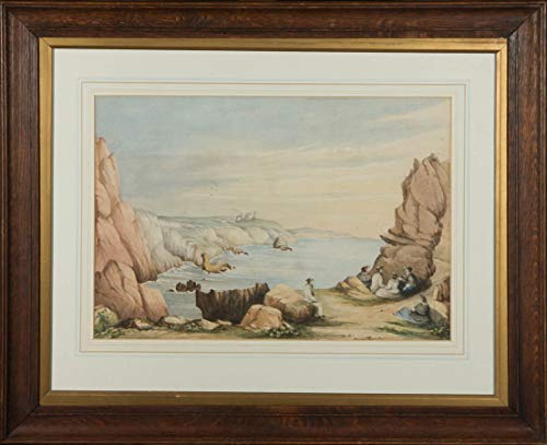 Sulis Fine Art Acuarela de mediados del siglo XIX - Tarde de mar