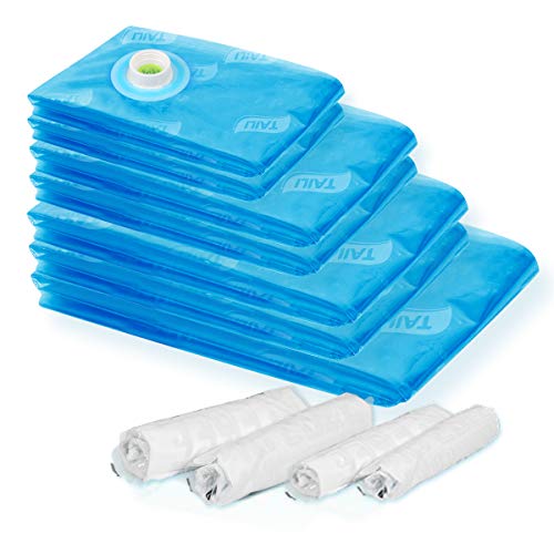 TAILI Bolsas de Almacenaje Al Vacío Vacío de Espacio de Almacenamiento de Bolsos de Ahorro, para Ropa, Viajes, 11 Piezas (1 Super Jumbo, 2 Jumbo, 2 Grandes, 2 Medio, 4 Pequeñas - Azul TAILI Bolsas de Almacenaje Al Vacío Vacío de Espacio de Almacenamiento de Bolsos de Ahorro, para Ropa, Viajes, 11 Piezas (1 Super Jumbo, 2 Jumbo, 2 Grandes, 2 Medio, 4 Pequeñas - Azul