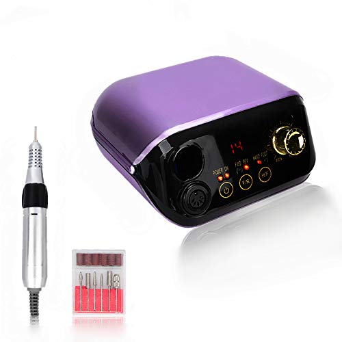 Taladro eléctrico de uñas, 35 W 35000 RPM Kit de taladro de lima de uñas para uñas acrílicas, kit eléctrico de manicura y pedicura con pantalla LED para exfoliar, pulir y pulir