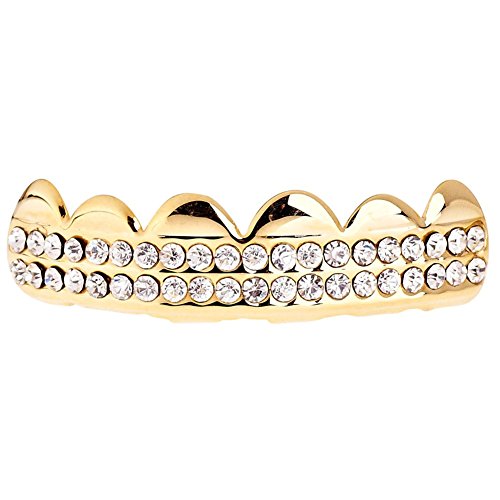 Talla única Bling Grillz - tabla doble en la parte superior - dorado Talla única Bling Grillz - tabla doble en la parte superior - dorado