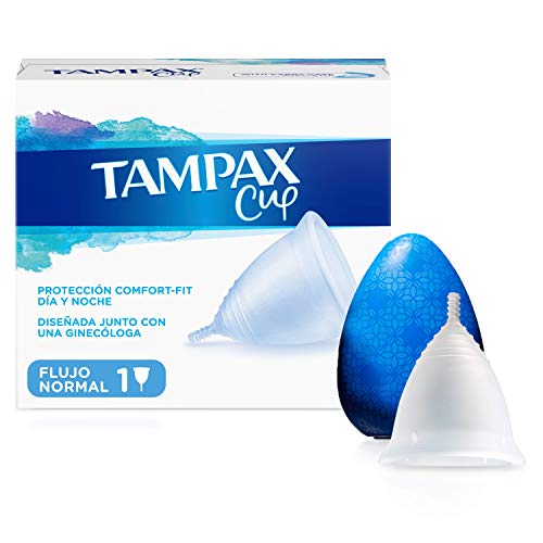 Tampax Copa Menstrual Flujo Regular, Protección Comfort-Fit Día y Noche, Fabricada 100% con Silicona Médica, Testada Clínicamente, Fácil de limpiar, Reutilizable, Incluye Funda de Transporte