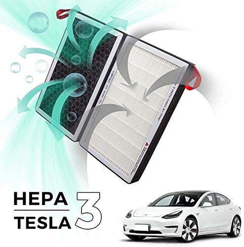 TAPTES Tesla Model 3 Filtros HEPA de repuesto para el habitáculo del coche, filtro de aire de cabina para purificador de aire para modelo 3 2017 2018 2019 2020 2021 (2 unidades)
