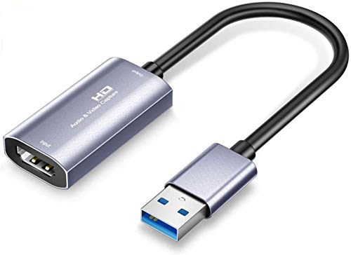 Tarjeta de grabación de vídeo, USB 3.0 HD, grabadora de Audio 4K 60FPS para Juegos en Vivo, Compatible con Sistema Windows Mac OS Youtube para PS3, PS4, Switch, Xbox, Record (Plata)