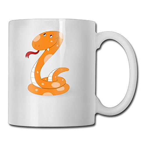 Taza de café de 11 onzas de dibujos animados de serpiente, novedad, taza de té blanca de cerámica, taza de café/té, regalo