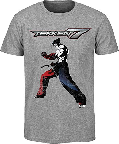 Tekken 7 - Logo Hombres Camiseta - Gris Heather, Taille:XL