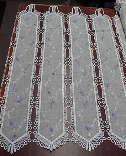 TEXTIL ITANA Visillo HOLANDES Cortina Cafe BORDADLO Lila con BAJO Y CABECILLA DE Guipure Color Beige CLARITO Palas 10,5 CM (Alto 63 CM X 10,5 CM)