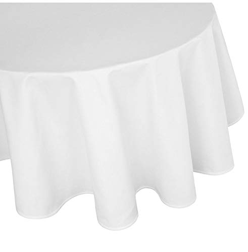TextilDepot24 Mantel redondo de damasco, 100 % algodón, color blanco (180 cm redondo)