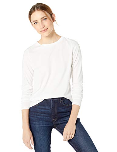 The Drop Sierra Camiseta estrecha de manga larga y cuello redondo, Blanco, XS