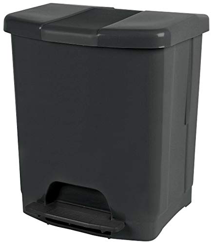 TIENDA EURASIA® Cubo de Basura con Pedal para Cocina - 25L - Material de Plastico Reciclado Ecológico - Medidas: 34x30x41 cm (Antracita)