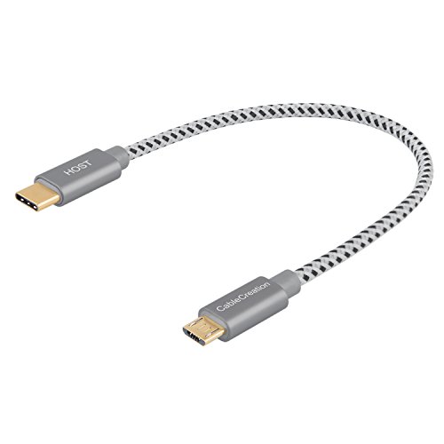 Tipo C a Micro USB Cable, CableCreation 0.65 ft algodón Trenzado Cable OTG de Alta Velocidad 480 Mbps, USB Cable para Android Dispositivos, 0,2 m/Espacio Gris