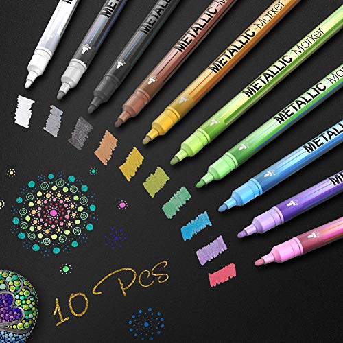 TOPERSUN 10PCS Rotuladores Metálicos de Punta Media Rotuladores de Colores para Hacer Tarjetas Scrapbooking Foto de bricolaje Piedra de papel del álbum TOPERSUN 10PCS Rotuladores Metálicos de Punta Media Rotuladores de Colores para Hacer Tarjetas Scrapbooking Foto de bricolaje Piedra de papel del álbum