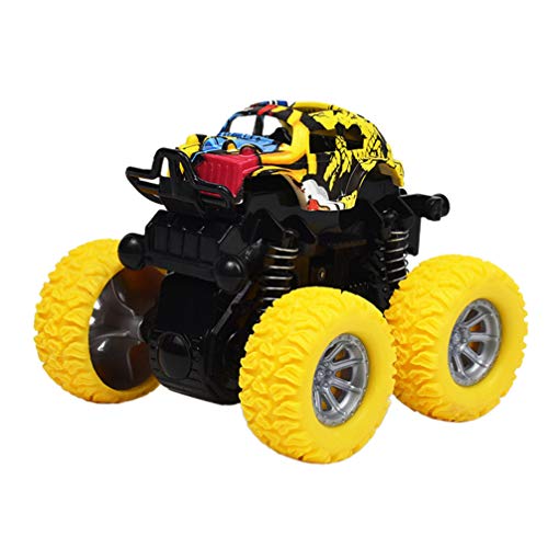 Toyvian Pull Back Cars Toys Monster Truck Inertia Toy Friction Powered Cars Four Wheel Drive Push Go Truck and Car Toy for Kids Children (Yellow)