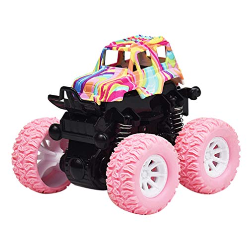 Toyvian Tira hacia atrás para coches, juguetes Monster Truck inercia juguete embrague coche de cuatro ruedas motrices Push Go Camión y Coche juguete para niños (rosa)