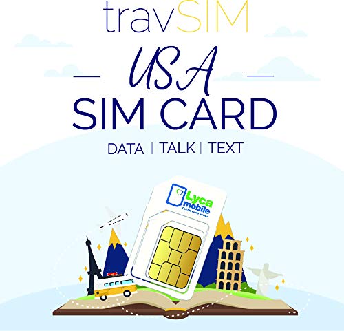 travSIM - Tarjeta SIM de USA (Tarjeta SIM de Lycamobile) por 30 Días Válidos - Datos Móviles de 2GB 3G 4G LTE - Tarjeta SIM de EE. UU. Lycamobile de EE. UU. (Llamadas Locales e Internacionales)