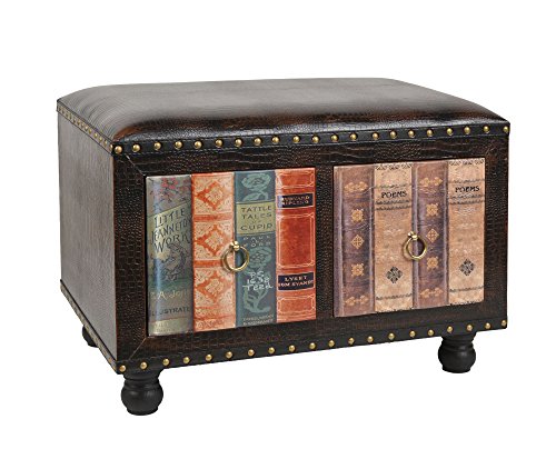 ts-ideen Taburete banqueta asiento sofá banco de corredor estilo de vintage antiguo libros rustico con 2 cajones para dos personas