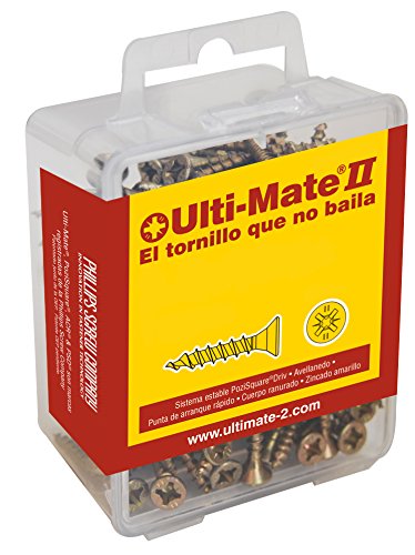 Ulti-Mate II S40070L Caja grande con tornillos de alto rendimiento para madera acabado BICROMATADO de 4,0 x 70 mm, Negro, Set de 40 Piezas Ulti-Mate II S40070L Caja grande con tornillos de alto rendimiento para madera acabado BICROMATADO de 4,0 x 70 mm, Negro, Set de 40 Piezas