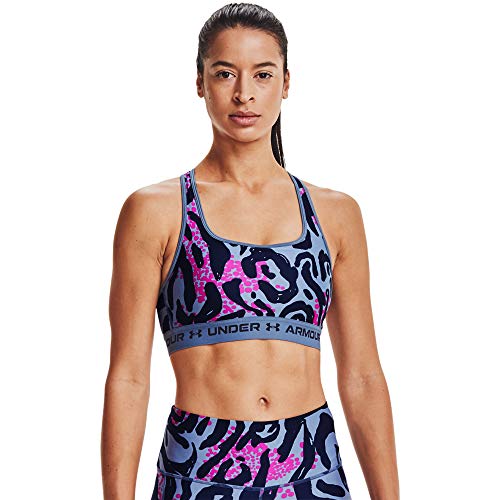 Under Armour Sujetador Deportivo para Mujer con Espalda Cruzada, Estampado Medio, Mujer, 1361042-470, Azul Mineral, Azul Mineral, Azul Marino (470), Extra-Small