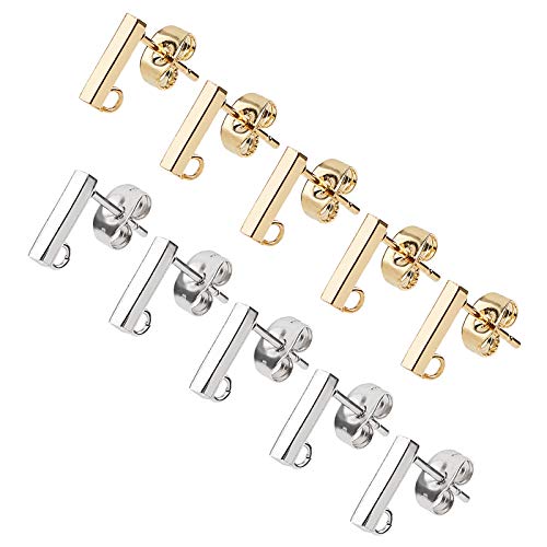 UNICRAFTALE - Pendiente Hipoalergénico con Bucle 40 Pieza Pendiente Rectangular con Tuerca de Oreja 0.8 mm Pasador Acero Inoxidable Pendiente para Bricolaje Fabricación de Joyas UNICRAFTALE - Pendiente Hipoalergénico con Bucle 40 Pieza Pendiente Rectangular con Tuerca de Oreja 0.8 mm Pasador Acero Inoxidable Pendiente para Bricolaje Fabricación de Joyas