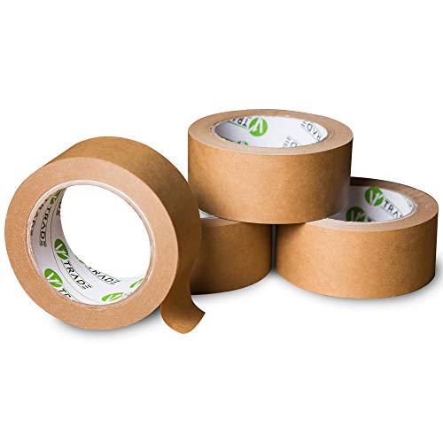 V1 Trade - Cinta adhesiva de papel, color marrón, material biológico, caucho natural - 48 mm x 50 m - 3 rollos