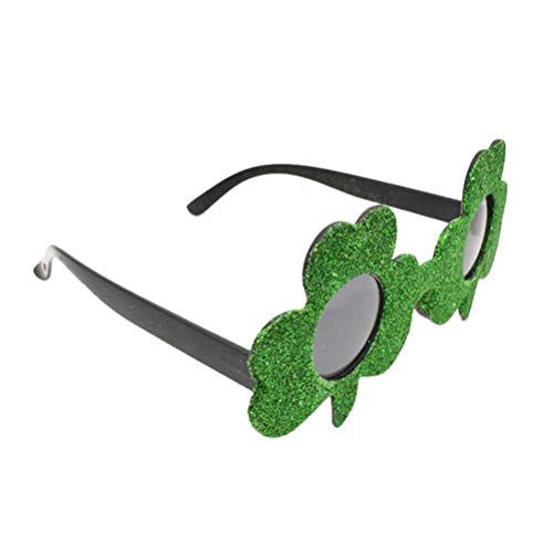 VALICLUD Día de San Patricio Gafas de Trébol Brillo Verde Hojas de Trébol Gafas de Sol Disfraz de Plástico Gafas Accesorios de Fotomatón para Niños Adultos Favores de Fiesta Accesorios