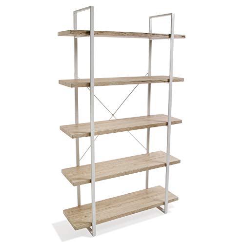 Versa Kiel Estantería de Pared de Estilo Industrial Biblioteca de Madera Aglomerada con 5 Baldas o Estantes Librería Comedor Salon, 179 x 33 x 100 cm, MDF y Metal, Blanco y Marrón Versa Kiel Estantería de Pared de Estilo Industrial Biblioteca de Madera Aglomerada con 5 Baldas o Estantes Librería Comedor Salon, 179 x 33 x 100 cm, MDF y Metal, Blanco y Marrón