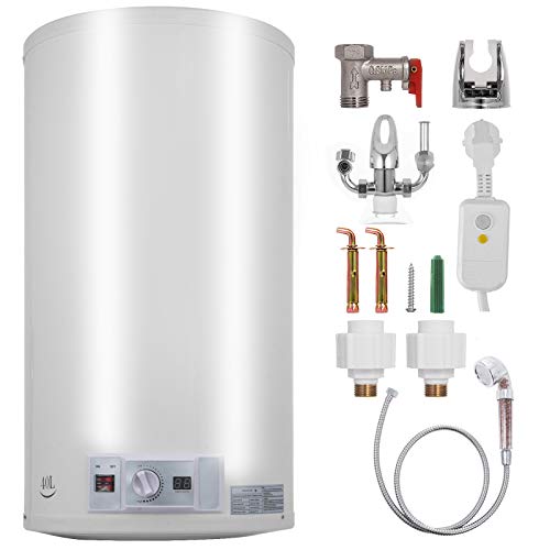 VEVOR Calentador de Agua Eléctrico 1 kW / 2 kW Calentador de Agua Calentador de Agua con Tanque Eléctrico Water Heater Rango de Ajuste de Temperatura 30-75 ℃ Presión de Agua Clasificada: 0,7 MPA