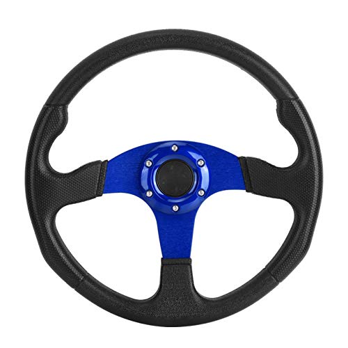 Volante de coche de carreras, volante deportivo, plato profundo, 6 pernos, accesorio universal modificado, 350 mm/14 pulgadas(Azul)