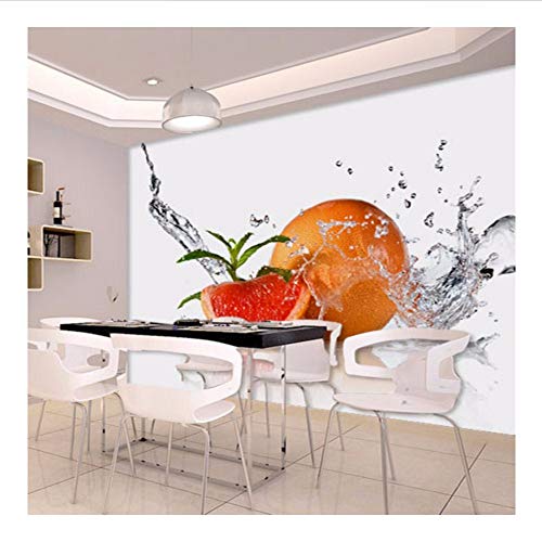 Weaeo  Murales En 3D Gota De Agua Fruta Naranja Papel Tapiz En 3D Murales Para Sala De Cocina Fotomural 3D Sala De Estar Murales De Pared 3D-250X175Cm