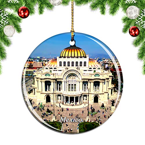 Weekino Palacio Nacional de Bellas Artes de México. Decoración de Navidad Árbol de Navidad Adorno Colgante Ciudad Viaje Colección de Recuerdos Porcelana 2.85 Pulgadas