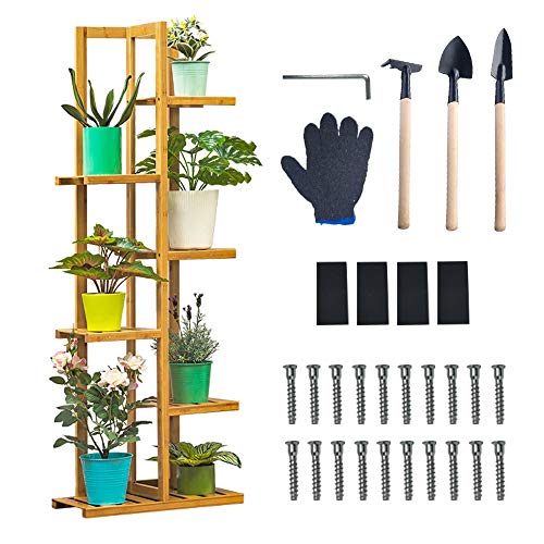 Weychen Soporte para plantas con 6 estantes, escalera para flores, estantería de madera, estantería de jardín, estantería de escalera, para interiores y exteriores