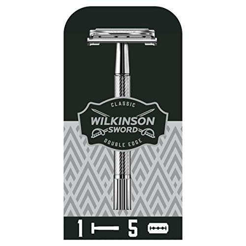 Wilkinson Sword Classic PREMIUM - Máquina de Afeitar Vintage de Acero Cromado para Hombre + 5 Hojas de Afeitar de Doble Filo, Afeitado Clásico Manual Wilkinson Sword Classic PREMIUM - Máquina de Afeitar Vintage de Acero Cromado para Hombre + 5 Hojas de Afeitar de Doble Filo, Afeitado Clásico Manual