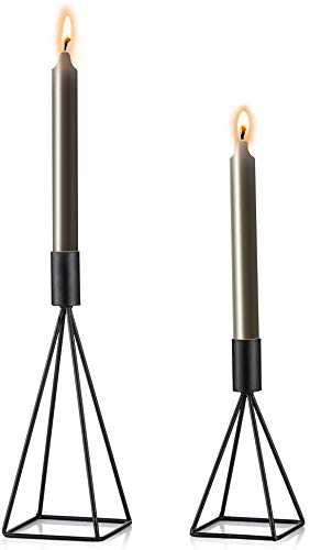 Wuudi Juego de 2 candelabros decorativos de metal (negro)