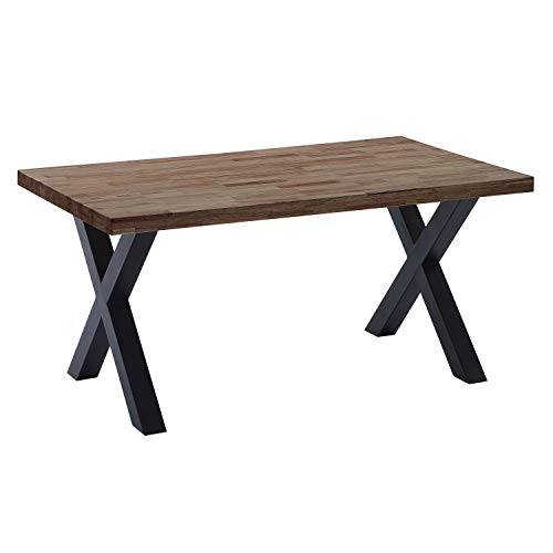 X-Loft, Mesa de Comedor, Mesa de Salon, Acabado en Roble Boreal y Patas Metalicas Negro, Medidas: 160 cm (Largo) x 90 cm (Ancho) x 76 cm (Alto) X-Loft, Mesa de Comedor, Mesa de Salon, Acabado en Roble Boreal y Patas Metalicas Negro, Medidas: 160 cm (Largo) x 90 cm (Ancho) x 76 cm (Alto)
