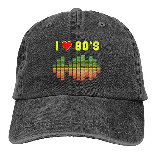 XCNGG Amo la música de los años 80 Ecualizador de Rock Love Ochenta Unisex Sombreros de Vaquero Sombrero de Mezclilla Deportivo Gorra de béisbol de Moda Negro