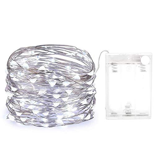 Yakamoz - Guirnaldas LED, 10 m, 100 LED, efecto cielo estrellado, LED para Navidad, boda, decoración de exterior e interior, luz blanca-fría, con compartimento para batería Yakamoz - Guirnaldas LED, 10 m, 100 LED, efecto cielo estrellado, LED para Navidad, boda, decoración de exterior e interior, luz blanca-fría, con compartimento para batería