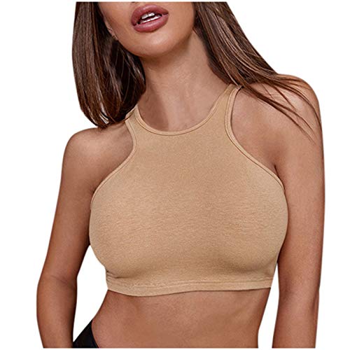 YANFANG Camiseta Corta para Mujer, Chaleco Color sólido Pecho Envuelto Cuello Redondo Atractivo Moda Las Mujeres Verano, sin Mangas, estética, Sexy, los años 90, con Tirantes Finos, Encaje